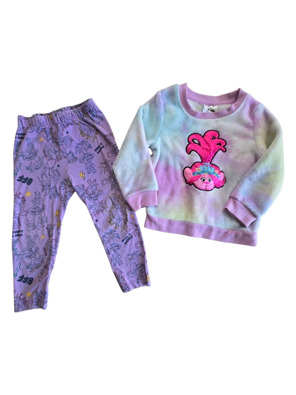 Trolls Pastel Tie-Dye Purple Pink Cozy Matching Set 2T